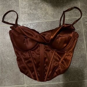 Satin Brown Women's corset top